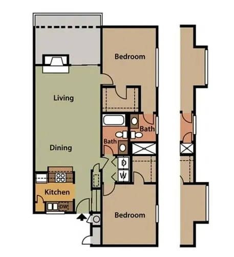 Floor plan 2 Bed 2 Bath H