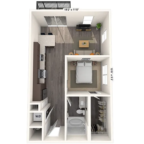 Floor plan A2 1x1 640 SF-FP