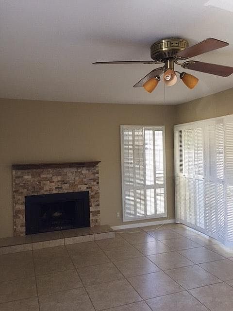 family room with fire place