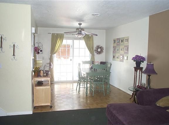 Dining area with patio view