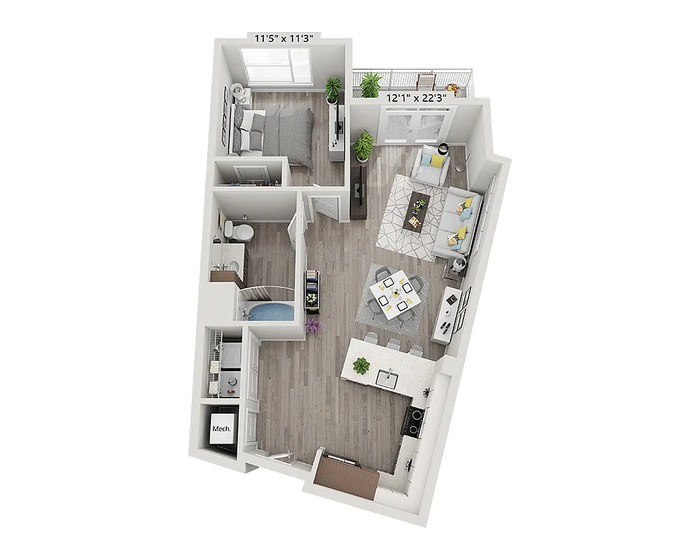 Floor plan One Bedroom A1T