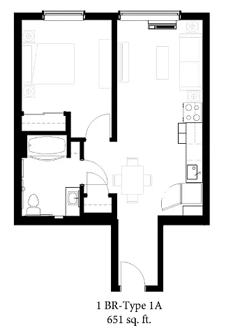 Floor plan 1 Bedroom 1 Bath
