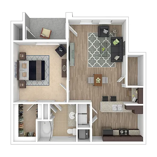 Floor plan 1x1 Large - Evangeline