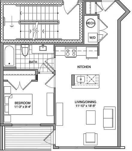 Floor plan 1 Bdrm A