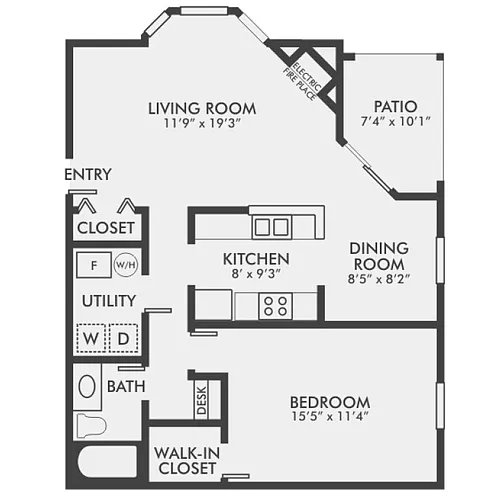 Floor plan Baldwin - 1B