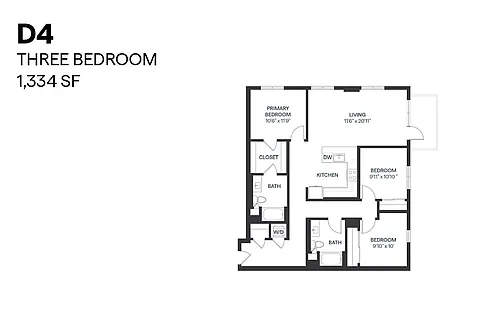 Floor plan Three Bedroom D4