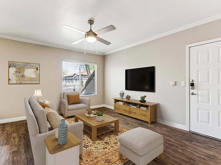 Living room with ceiling fan