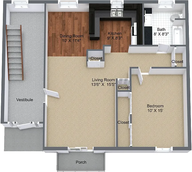 Floor plan One Bedroom Deluxe