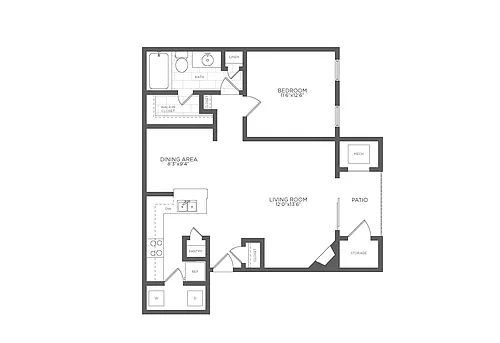 Floor plan 1 Bed/1 Bath-A2