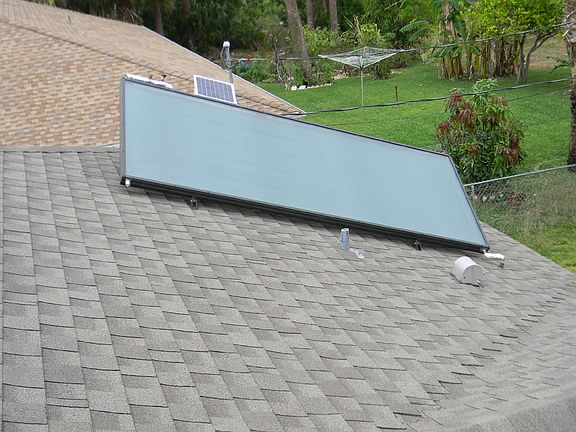 Solar water heater in back