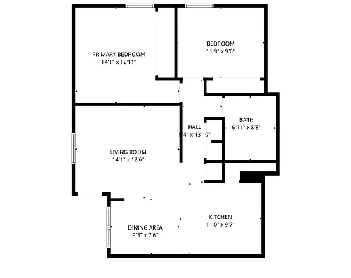 Floor plan 2 Bedroom 1 Bath