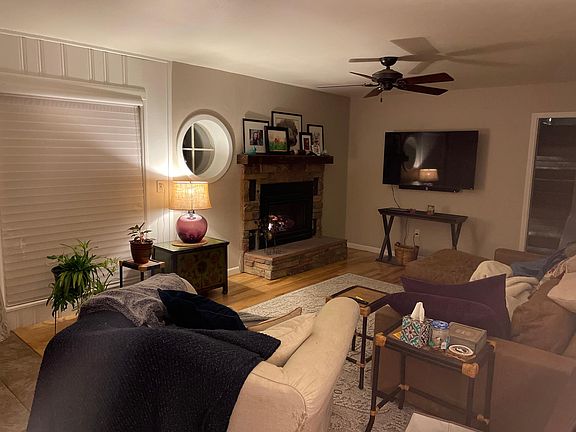 Living room with a gas fireplace