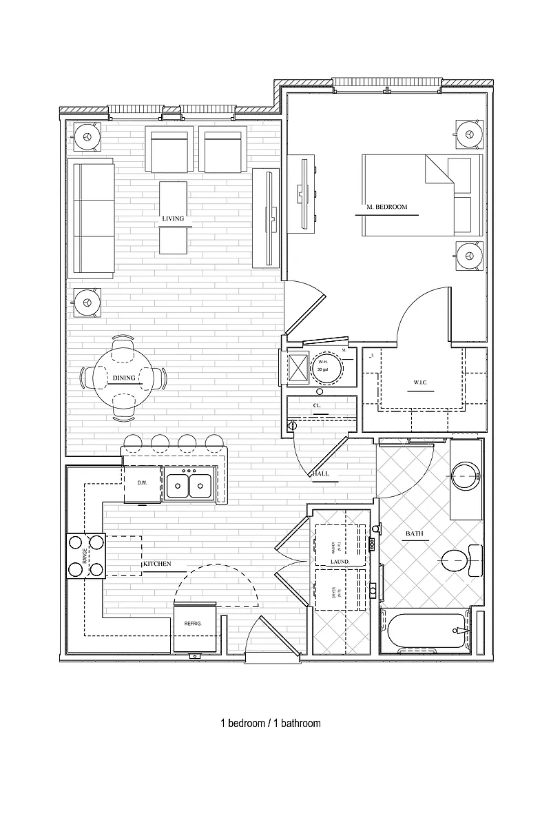 Floor plan 1 Bedroom | 1 Bath