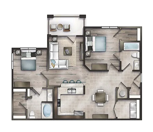 Floor plan The Kiawah with Balcony