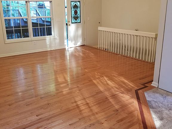 Great room living area and stained glass front door