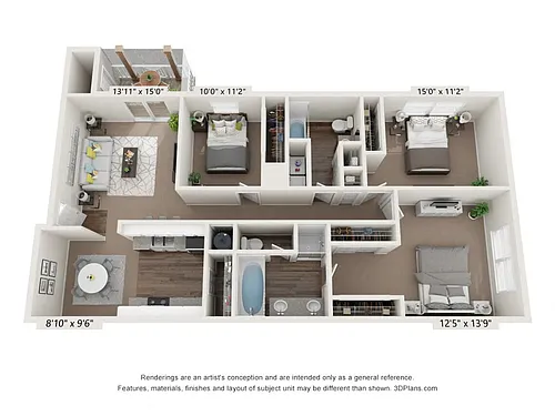 Floor plan 3 Bedroom 2 Bath 1438sf