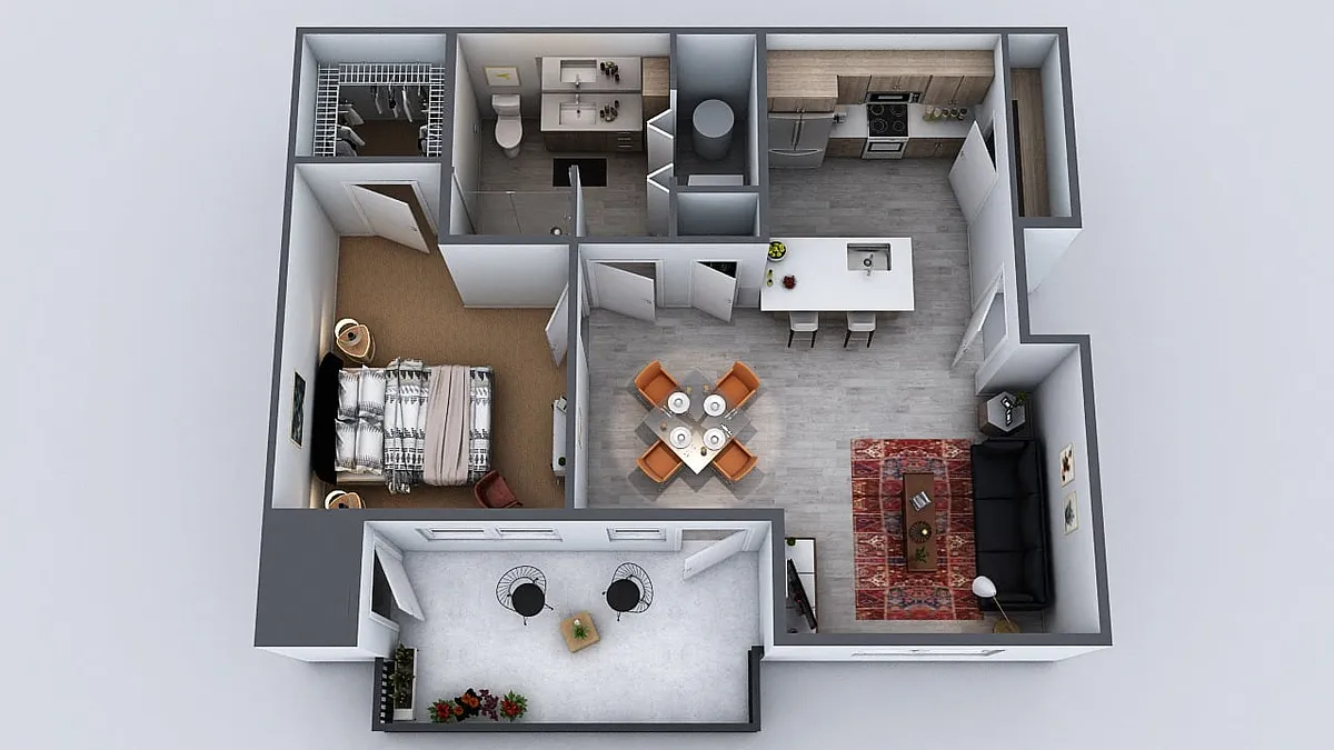 Floor plan 1 BEDROOM (Layout 2)