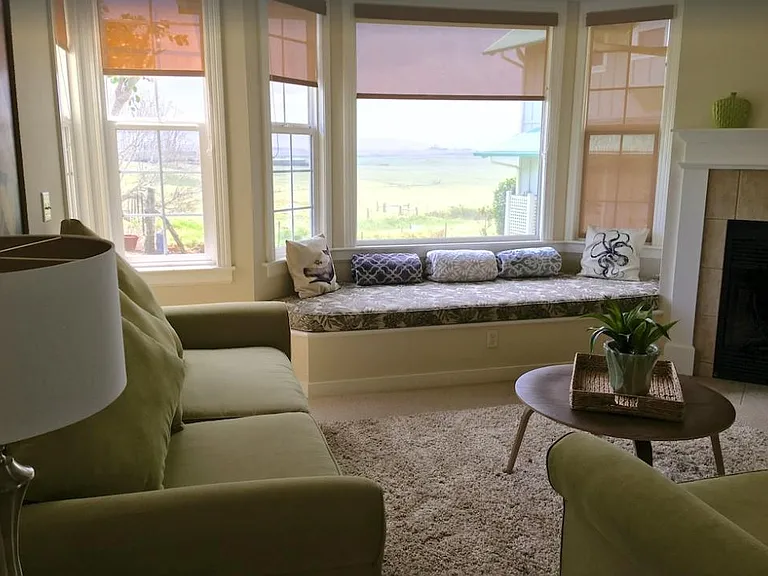 living room with gas fireplace
