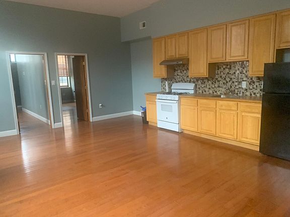 view from front door; living room, open kitchen