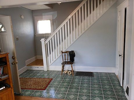 Looking at staircase from living room