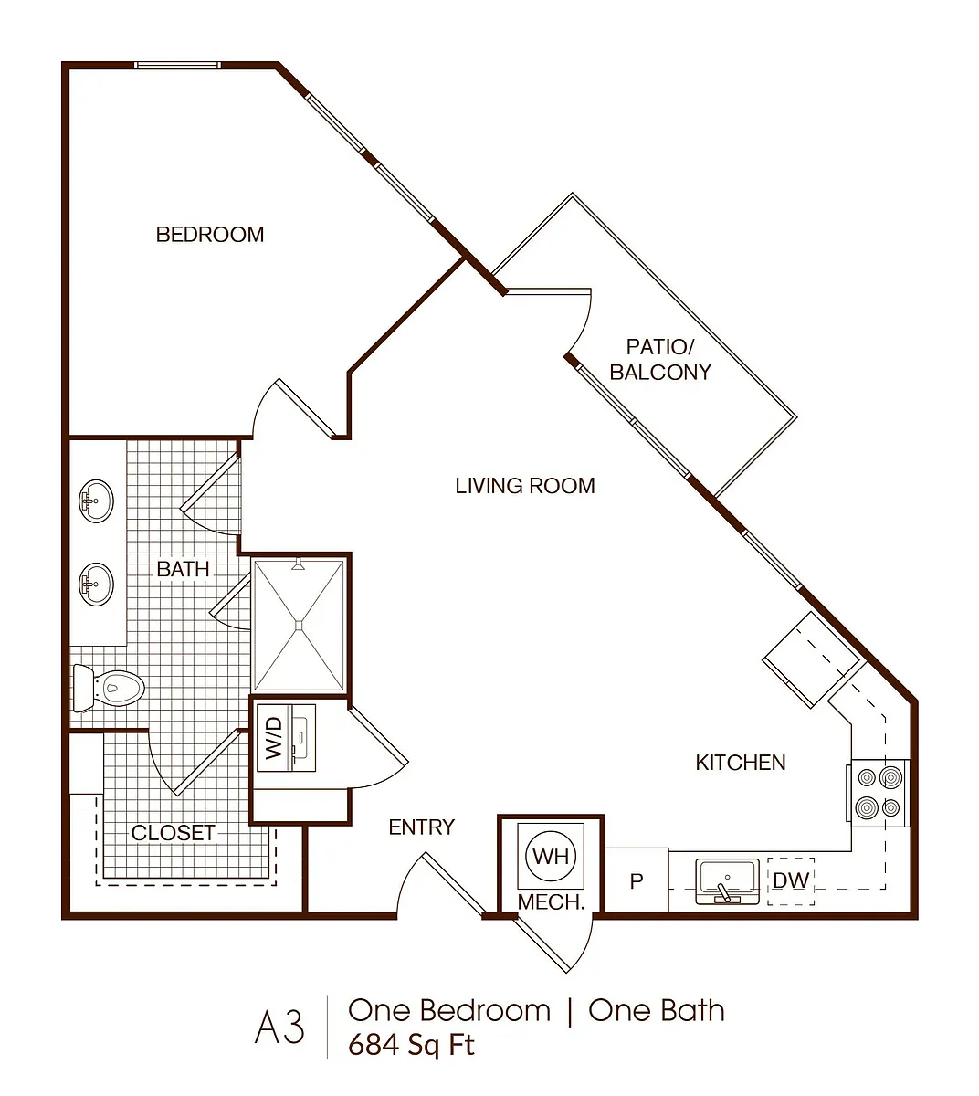 Floor plan 1 bedroom 1 bath
