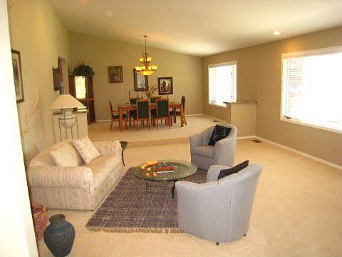 A view from the entry into the formal living room
