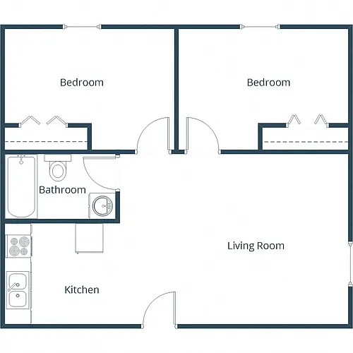 Floor plan Two Bedroom 21C