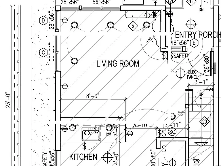 1st floor living and kitchen