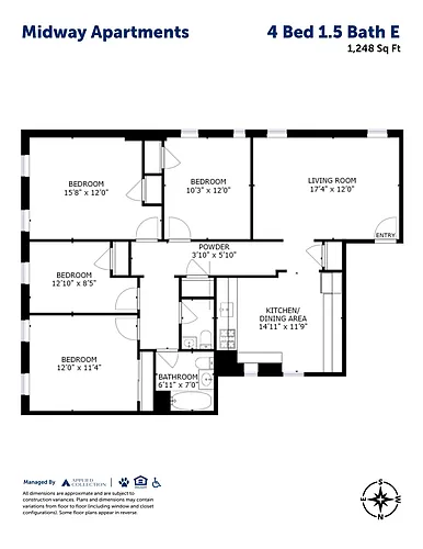 Floor plan 4 Bed 1.5 Bath E