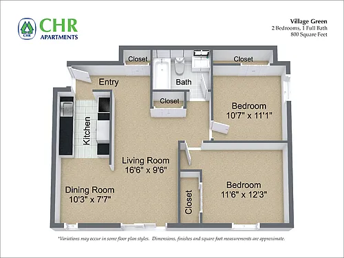 Floor plan 2 Bed/1 Bath