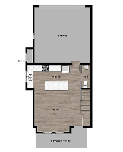 Floor plan Evergreen Townhome 2-Bed 2.5-Bath