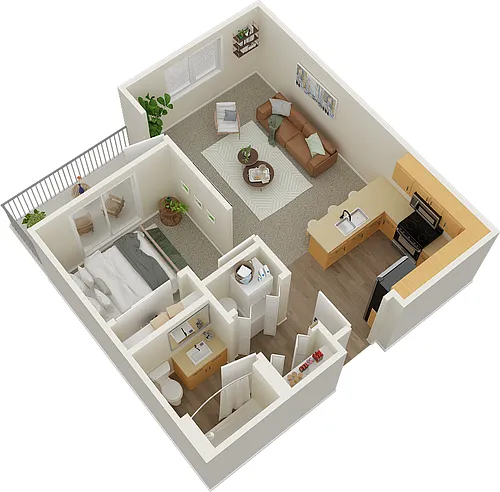Floor plan 1 Bed 1 Bath