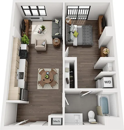 Floor plan 1 Bedroom K