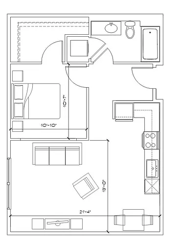 Floor plan Vector - 1x1 U1