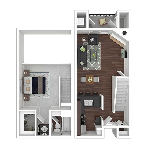 Floor plan 1x1.5 Loft Upgrade