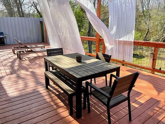Private back deck with greenbelt view