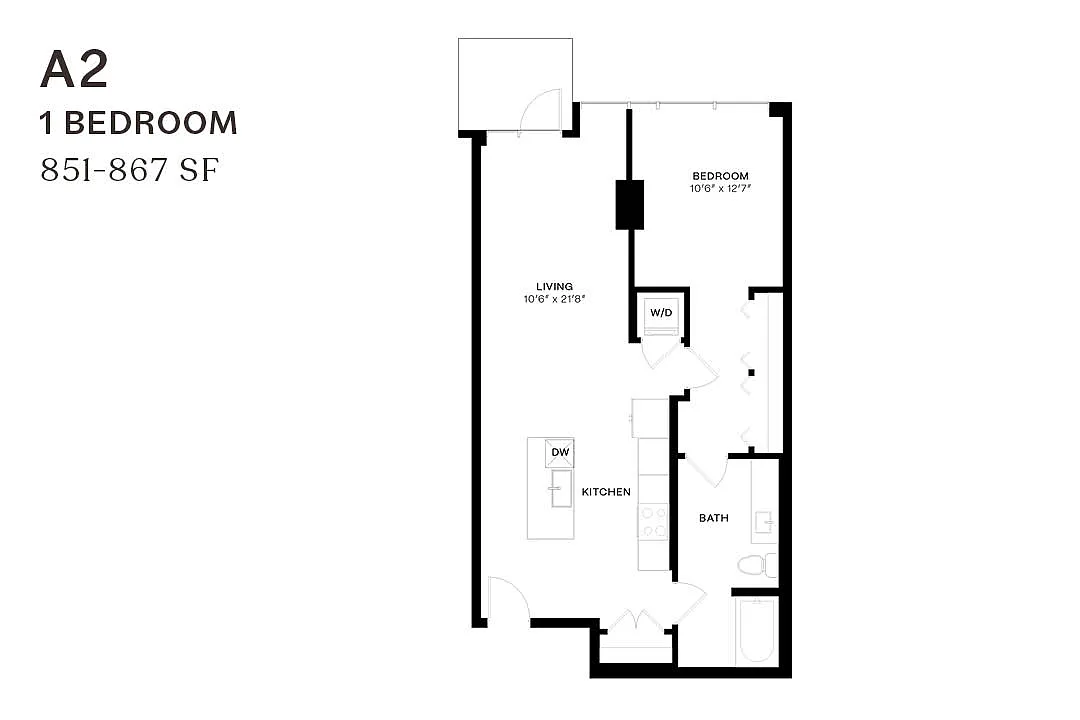 Floor plan One Bedroom A2