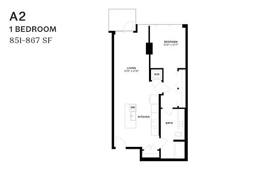 Floor plan One Bedroom A2