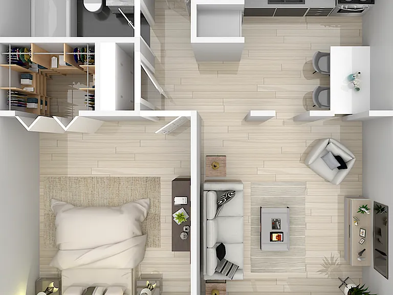 1 Bedroom x 1 Bathroom 1 Bedroom x 1 Bathroom
