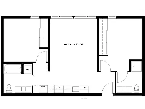 Floor plan 2 Bed, 2 Bath - Apt A