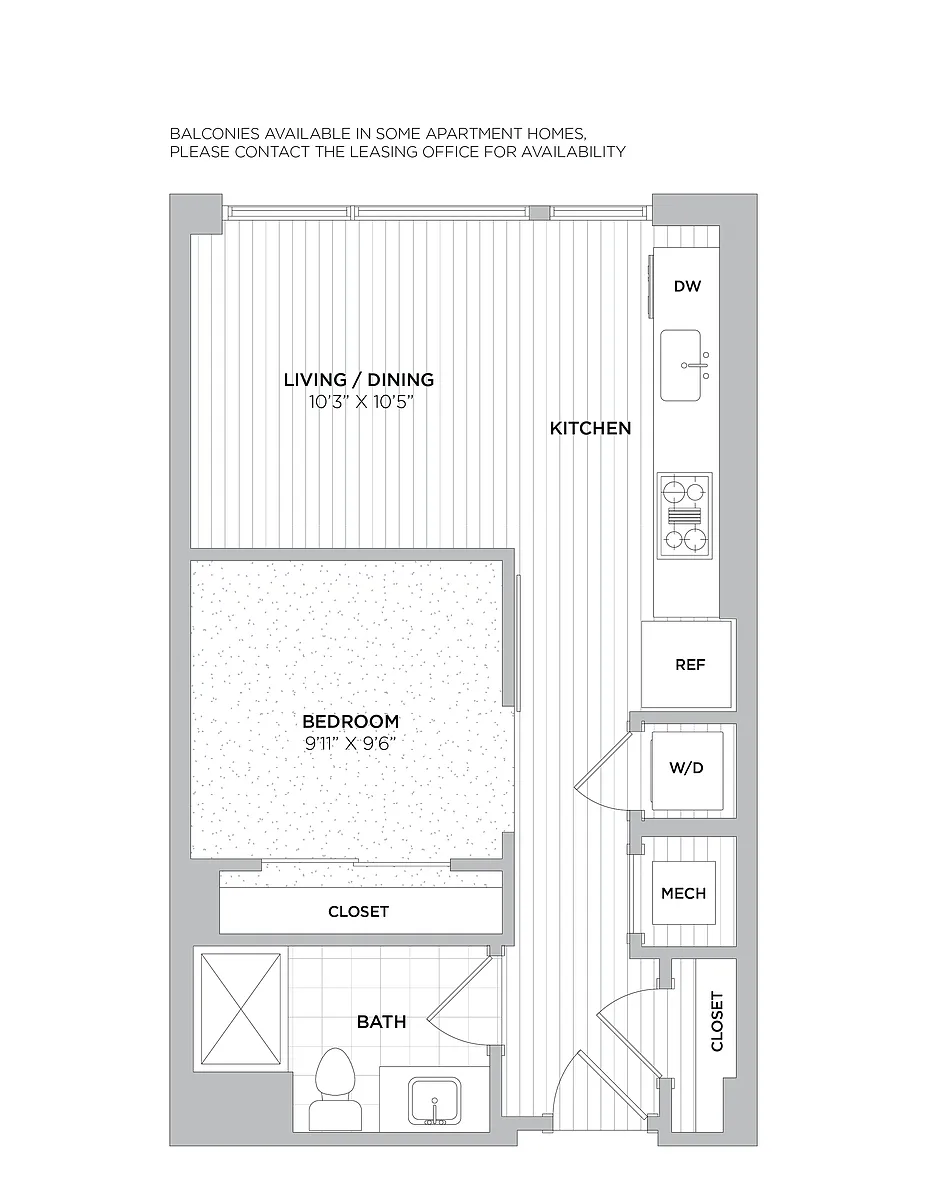 Floor plan JR 1 Bed/1 Bath-JR2