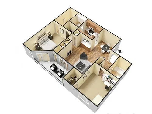 Floor plan Bungalow with Pond View