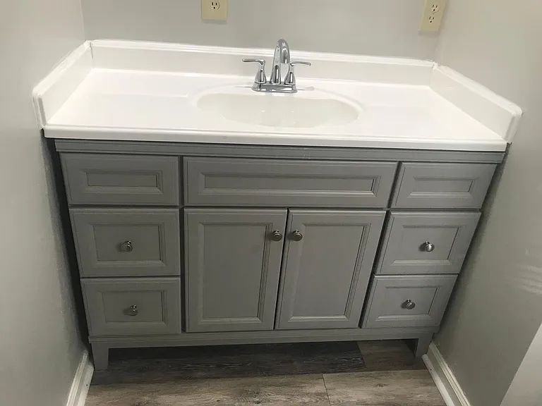 Gray Vanity in Master Bathroom