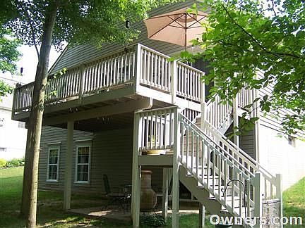 Elevated deck with patio below
