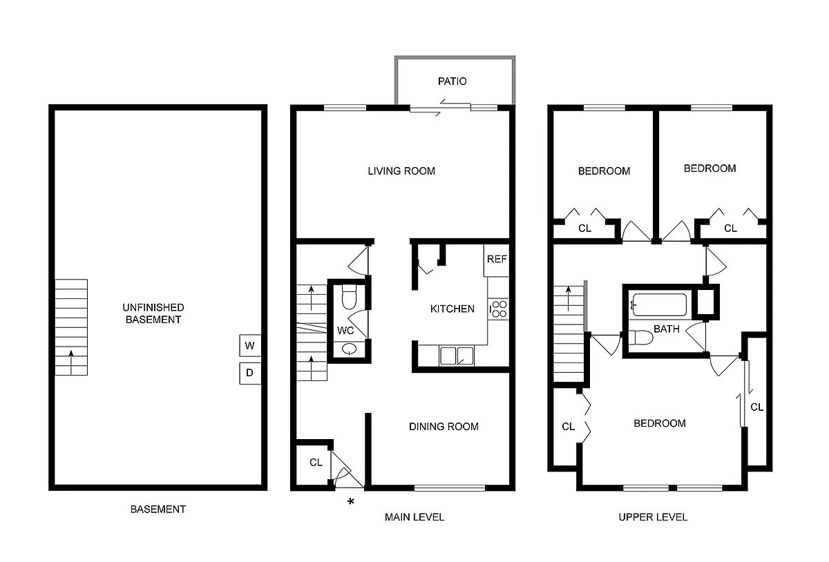 Floor plan 3BD x 1.5BA Townhome