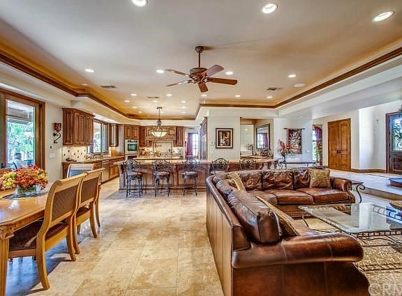 Family Room opens to kitchen and wet bar