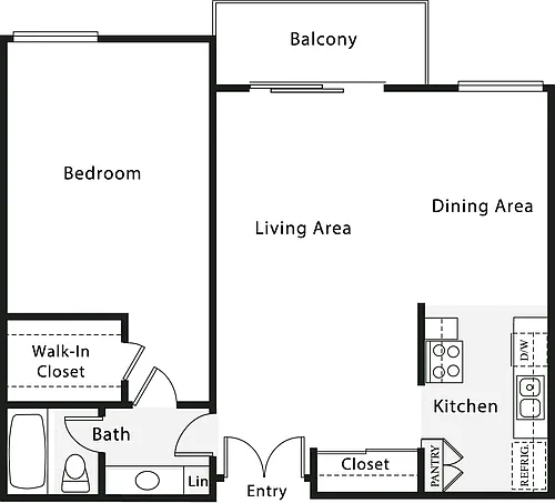 Floor plan 1 Bedroom I - No W/D
