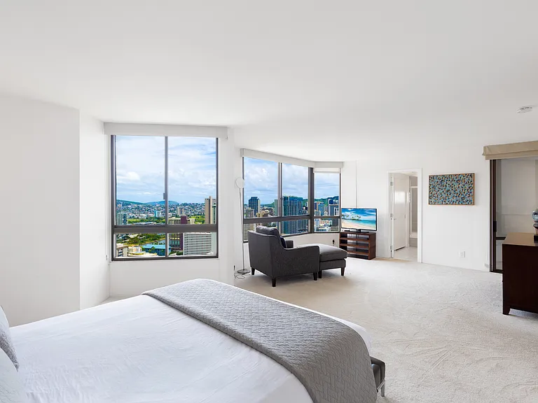 Watch your favorite show while gazing out into the city