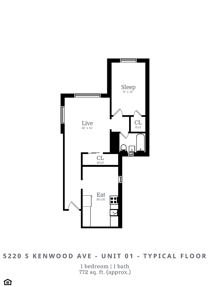 Floor plan 1 Bed | 1 Bath (B1)