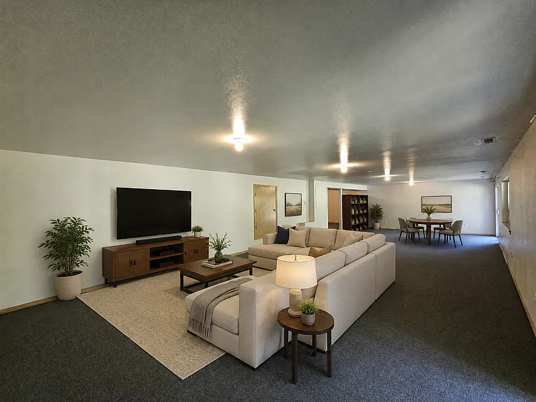 Virtually staged alternate view of lower level.